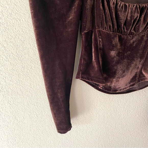 Free People Hold Me Brown Velvet Top XS - Picture 5 of 11